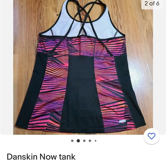 Danskin now xsmall tank drimore material. Black w coral pink & fushcia. Workout - Picture 2 of 6